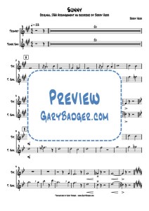 Bobby Hebb - Sunny - Trumpet Sax. Transcribed by Gary Badger - www.GaryBadger.com