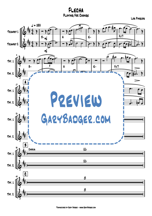 Los Pinguos - Flecha - Trumpets. Transcribed by Gary Badger - www.GaryBadger.com