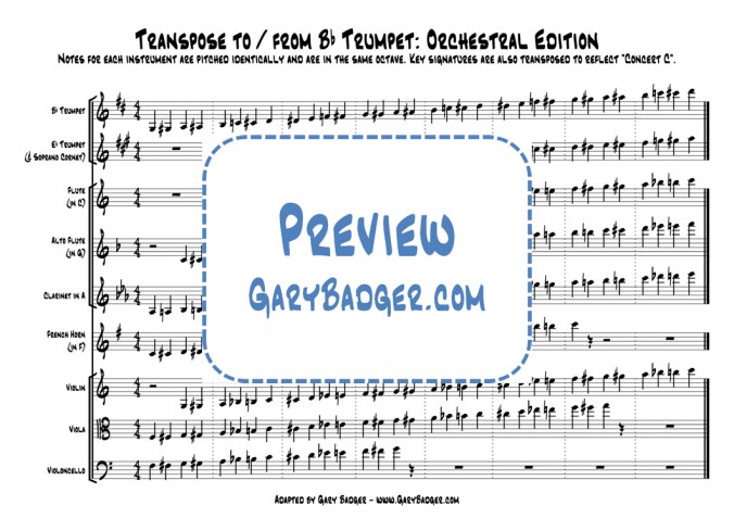 Transpose to/from Bb Trumpet: Orchestral Edition (Alto Flute, 